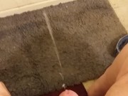 Fat guy cums before bed 