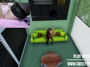 3D Threesome hardcore blonde and two BBC in public club