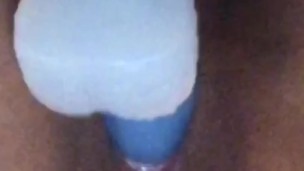 Teen takes huge dildo 