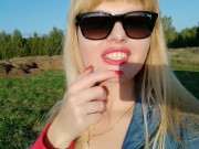 A sunny day & a gorgeous milf sunbathing in the field feeling sexy!  1/16