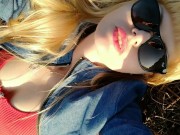 A sunny day & a gorgeous milf sunbathing in the field feeling sexy!  10/16