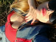 A sunny day & a gorgeous milf sunbathing in the field feeling sexy!  11/16