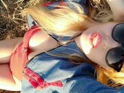 A sunny day & a gorgeous milf sunbathing in the field feeling sexy!  16/16