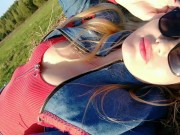 A sunny day & a gorgeous milf sunbathing in the field feeling sexy!  4/16