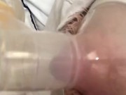 Big Breast Pumping: Milk Close to Coming in, Nipple Show, and Pussy Tease!!