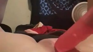Taking dildo deep 