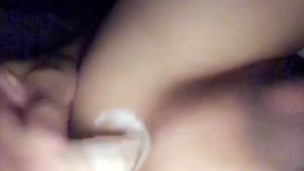 Creamy asshole fucked by dildo