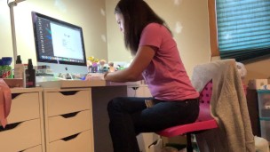 Frustrated Bitch Playing With Her Pussy Watching Porn