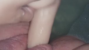 Fucking my dildo in the bath tub