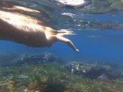 Public beach. Nude snorkeling / Underwater. Save the ocean and have fun! 8/16