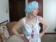 Catwalk In Beautiful Night Dress, Bare Legs And Wet Hair After Shower...!