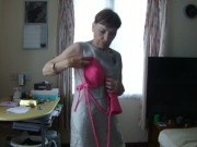 Pink Knitted Bra By Me And Playing Sexy Touching My Boobs, Fun And Sexy!