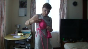 Pink Knitted Bra By Me And Playing Sexy Touching My Boobs, Fun And Sexy!