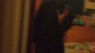 Bad Stepdaddy sneaks into stepdaughters bedroom to sniff her panties.