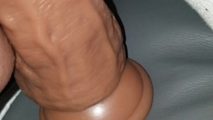 Fucking dildo while husband drives