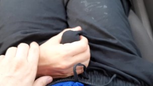 Quick hand job and suck in the car on the highway 