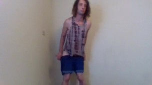 Goofy Cute Transgirl Stripping Jokingly Playfully