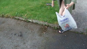 Sexy Cleaning In My Garden In Man's Shirt And Sexy Lingerie...Pulling Weed!