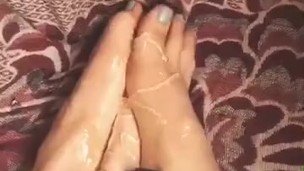 Sexy Teen Feet Fucks Big Long Dildo