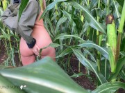 German couple have fun public nature sex cornfield risk get caught raincoat 3/16