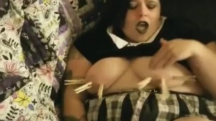Kinky bbw painslut masturbates