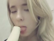 Compilation 18 year old teen sucks a banana, imagining that it is a dick 10/16