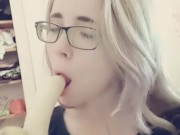 Compilation 18 year old teen sucks a banana, imagining that it is a dick 2/16