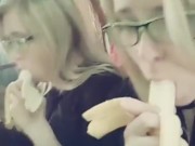 Compilation 18 year old teen sucks a banana, imagining that it is a dick 8/16