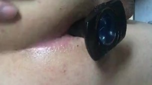 playing with my big black butt plug