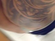 Student teacher shows off her juicy ass at work