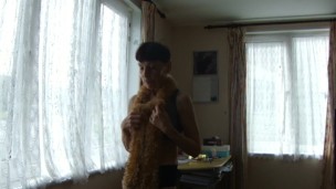 Masturbating With The Faux Fur Scarf...Look At My Body And Skin...SEXY HOT!