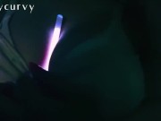 Carlycurvy plays with glow sticks while rubbing big boobs and clit down  2/16