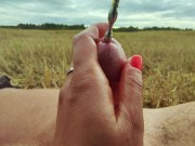 Beautiful public urethral plug in field - real sounding outdoor cum 4K 6/16