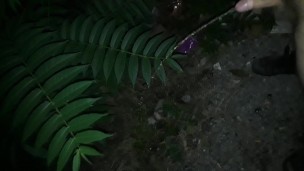 Butt naked outside peeing