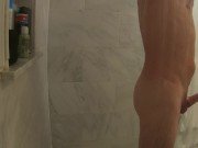 male - my 1st shower vid, part 2. my cock is stuck hard