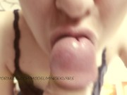 Girlfriend sucks cock - blowjob closeup with cum swallow 11/16