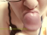 Girlfriend sucks cock - blowjob closeup with cum swallow 12/16