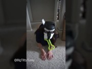 Puppy Plays with her Chewtoy and Strips off her Shirt for Master