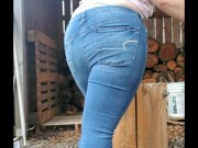 Slut masturbates on her front door 1/16