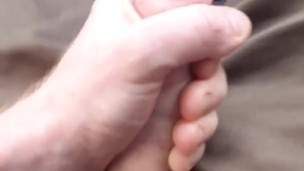 Playing with my little dick in my mate's van while he pops out