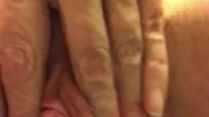 My hot pee and creamy white cum mix and flow out of me