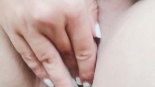 Watch me play with my pussy through my panties in my car at Jiffy Lube