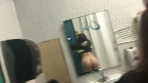 Schoolgirl Strip Tease And Pussy Play In Public Bathroom | Lexa Lite
