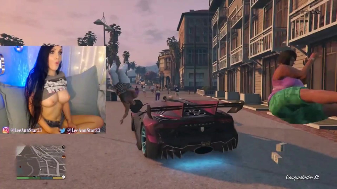 running ppl over in GTA5 but topless cause why not