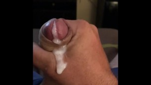 Jacking my dick with cum shot