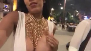 Katrina Moreno Shows huge tits in public in Ibiza 