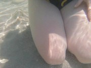 Risky Busy Public Beach Underwater Handjob Cumshot | Curvy Ginger Redhead 15/16