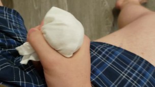College Teen Jerks Cock and Catches Fat Load