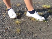 Girl pantyhose and black socks white shoes foot fetish 4/16