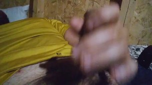 Stroking my hard cock and cumming